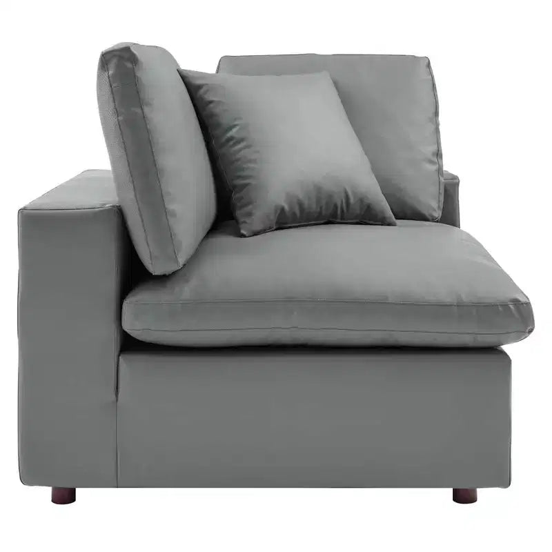 Commix Chaise d'Angle surdimensionnée en Similicuir Rembourrée de Duvet - Modway