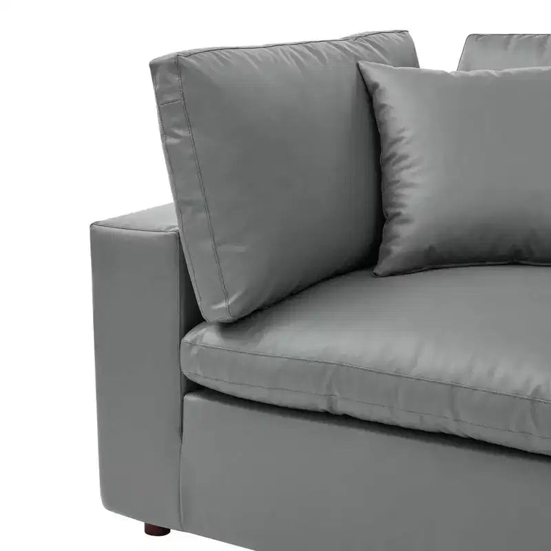 Commix Chaise d'Angle surdimensionnée en Similicuir Rembourrée de Duvet - Modway
