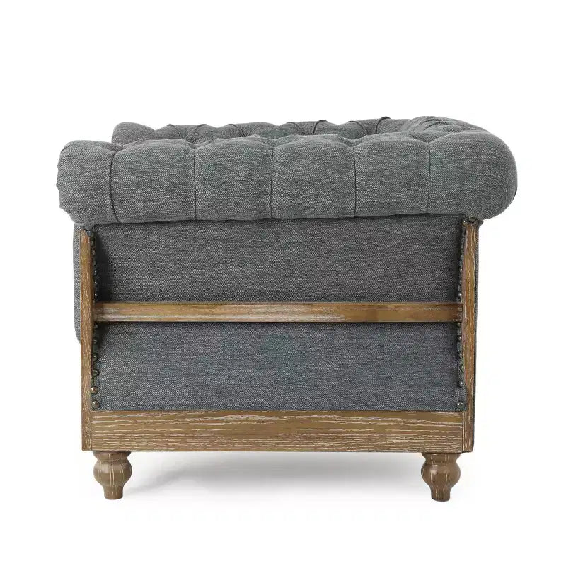 Fauteuil club capitonné en tissu Voll Chesterfield avec bordure cloutée - Christopher Knight Home