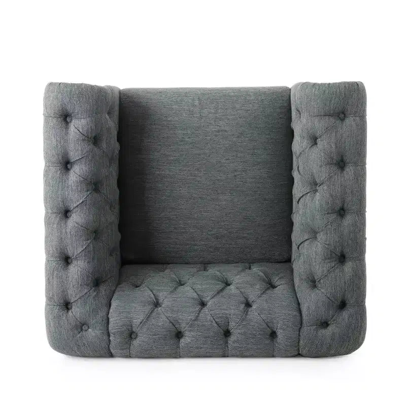 Fauteuil club capitonné en tissu Voll Chesterfield avec bordure cloutée - Christopher Knight Home