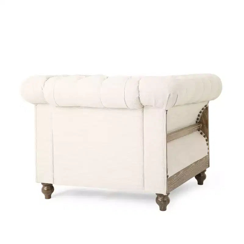 Fauteuil club capitonné en tissu Voll Chesterfield avec bordure cloutée - Christopher Knight Home