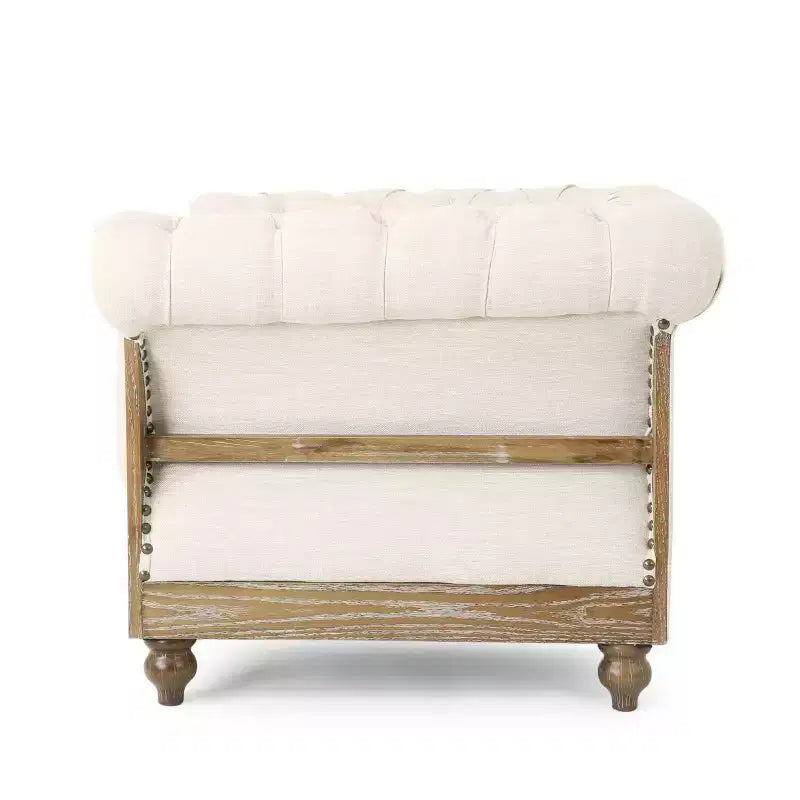 Fauteuil club capitonné en tissu Voll Chesterfield avec bordure cloutée - Christopher Knight Home