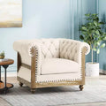 Voll Chesterfield Tufted Fabric Club Chair with Nailhead Trim - Christopher Knight Home