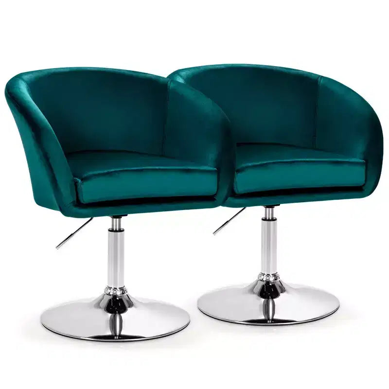 Costway Set of 2 Modern Velvet Chair Height Adjustable Bar Stool Swivel