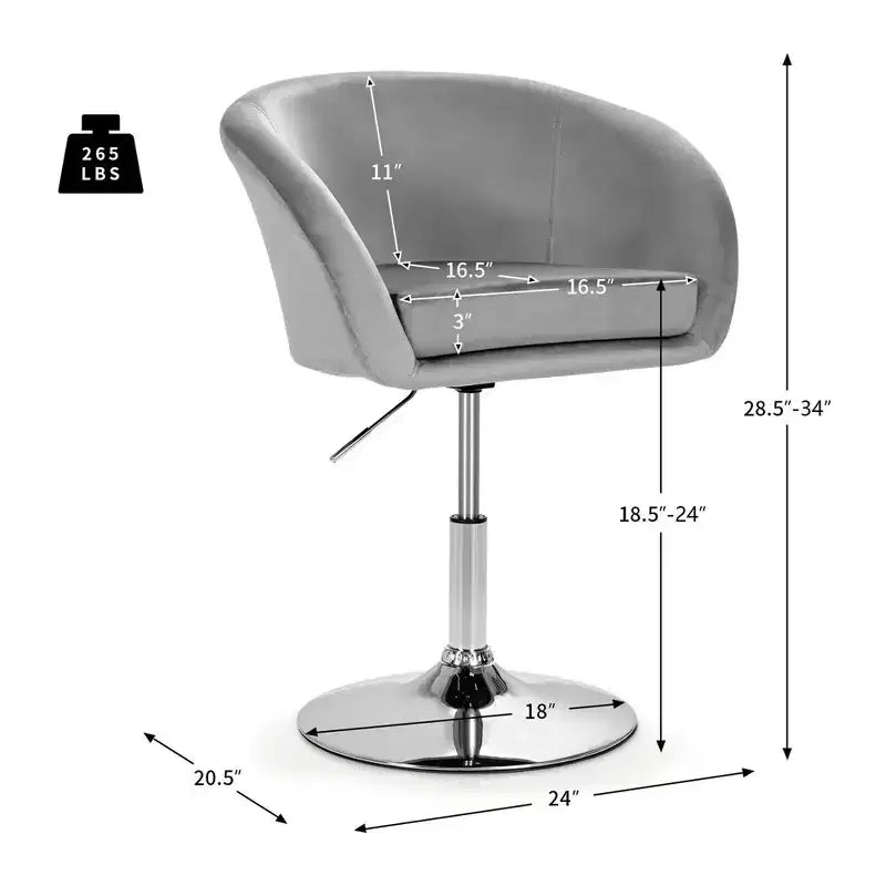 Costway Set of 2 Modern Velvet Chair Height Adjustable Bar Stool Swivel