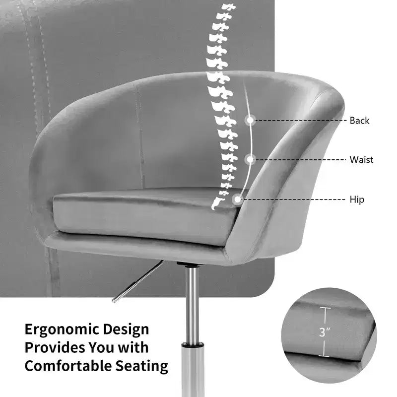Costway Set of 2 Modern Velvet Chair Height Adjustable Bar Stool Swivel