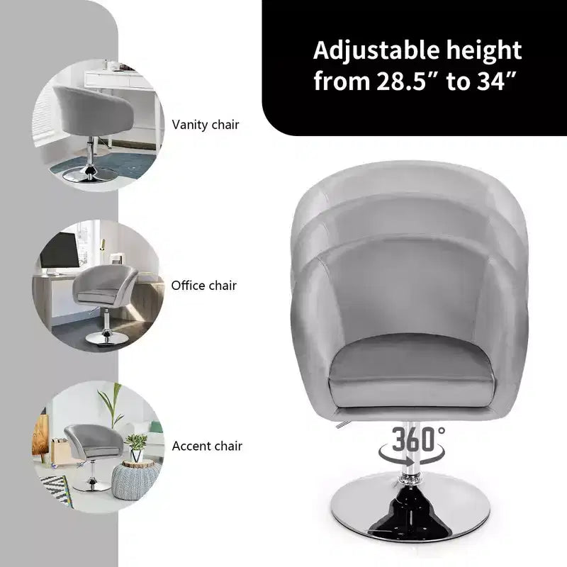Costway Set of 2 Modern Velvet Chair Height Adjustable Bar Stool Swivel
