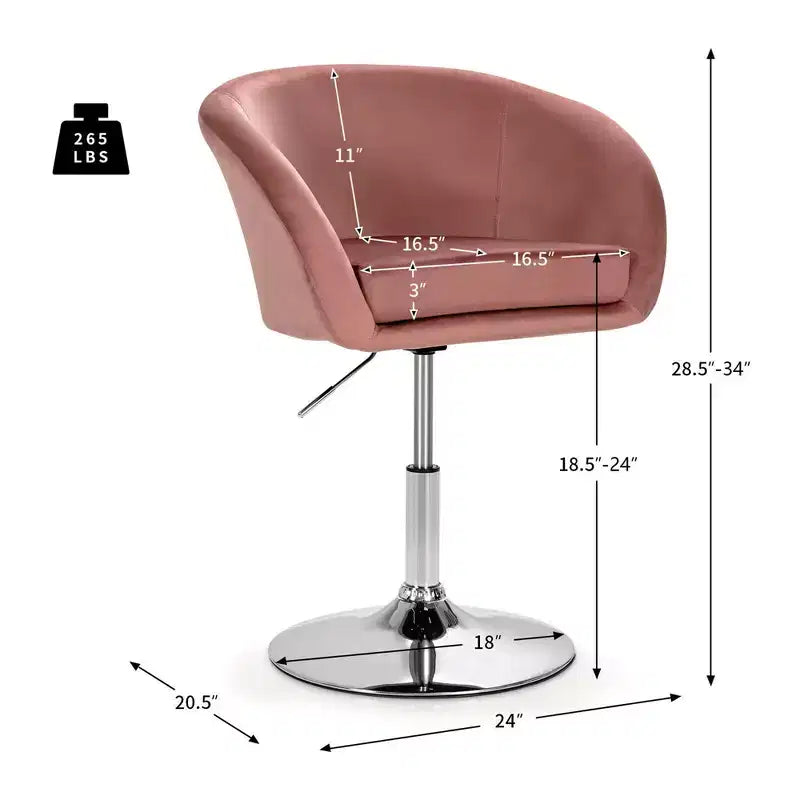 Costway Set of 2 Modern Velvet Chair Height Adjustable Bar Stool Swivel
