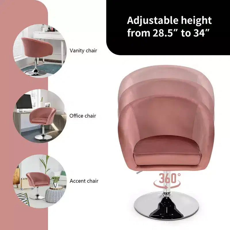 Costway Set of 2 Modern Velvet Chair Height Adjustable Bar Stool Swivel