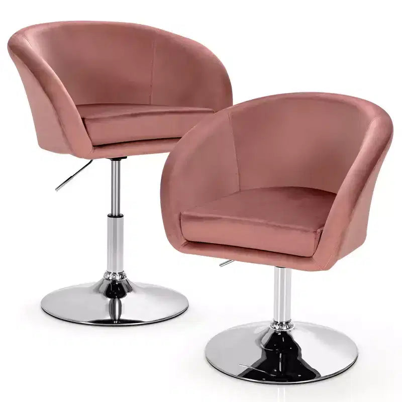 Costway Set of 2 Modern Velvet Chair Height Adjustable Bar Stool Swivel