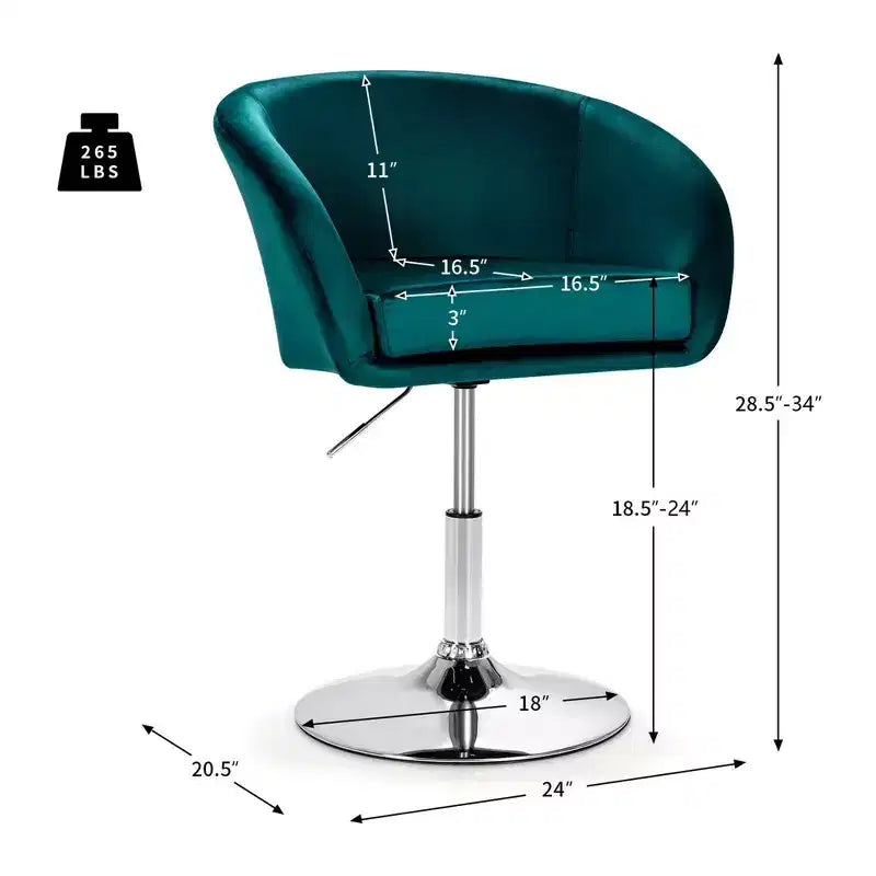 Costway Set of 2 Modern Velvet Chair Height Adjustable Bar Stool Swivel