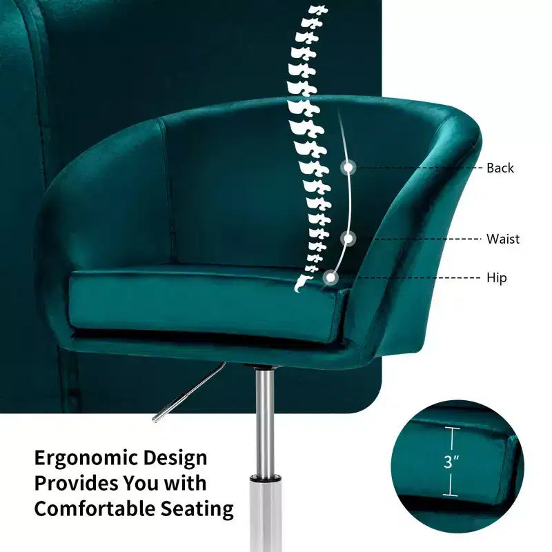 Costway Set of 2 Modern Velvet Chair Height Adjustable Bar Stool Swivel