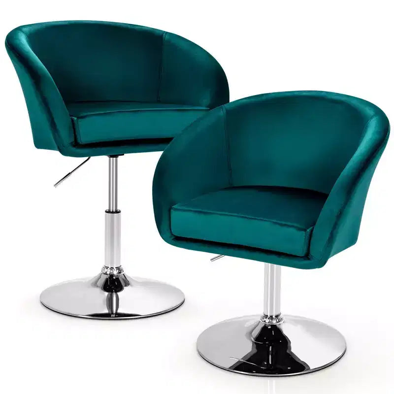 Costway Set of 2 Modern Velvet Chair Height Adjustable Bar Stool Swivel