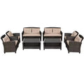 Costway 8pcs Patio Rattan Conversation Set Cushioned Outdoor Furniture Set