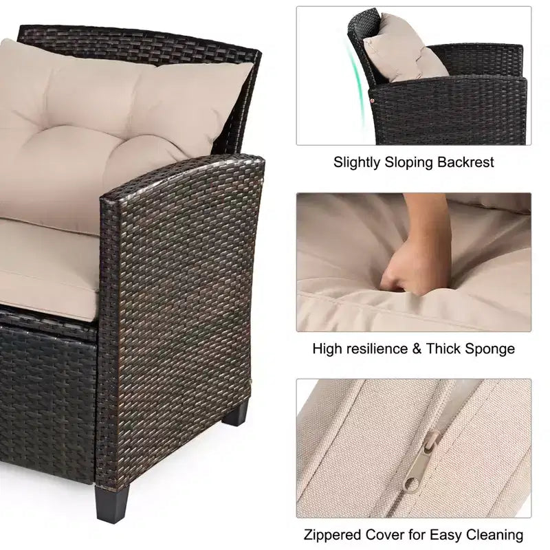 Costway Ensemble de Conversation en Rotin de 8 pièces pour Patio avec Coussins Meubles d'Extérieur