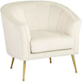 55 Downing Street Leighton White Velvet and Gold Tufted Accent Chair