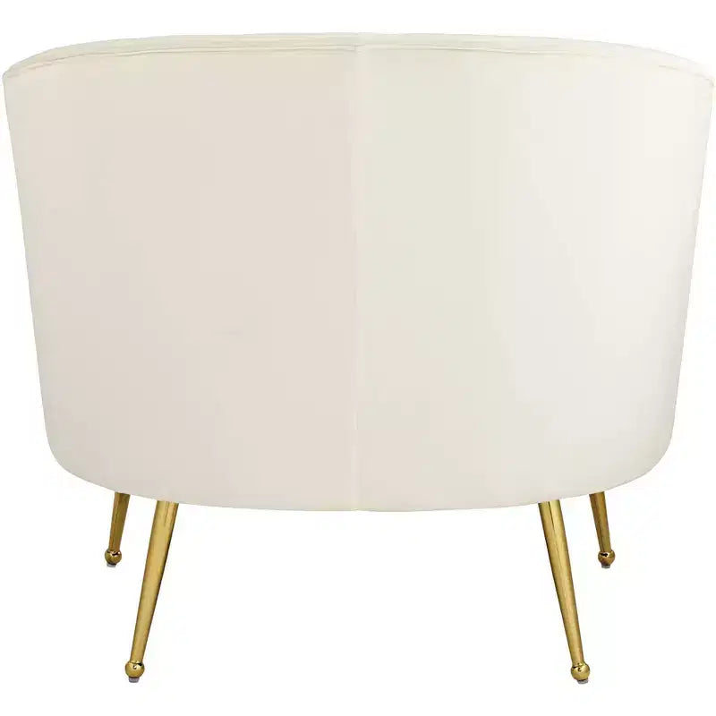 Fauteuil d'appoint capitonné en velours blanc et or Leighton 55 Downing Street