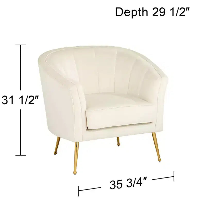 Fauteuil d'appoint capitonné en velours blanc et or Leighton 55 Downing Street