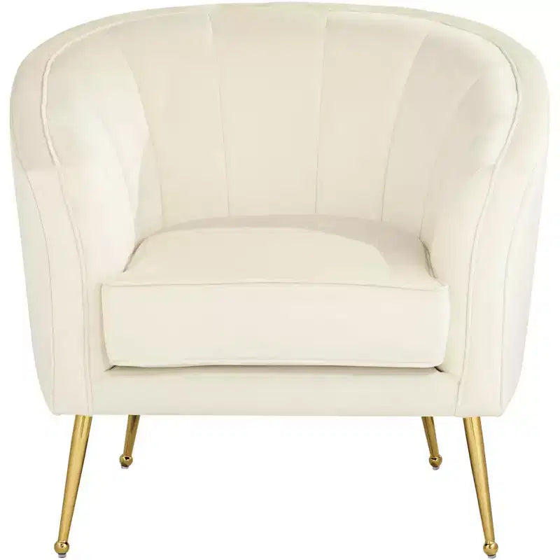 Fauteuil d'appoint capitonné en velours blanc et or Leighton 55 Downing Street