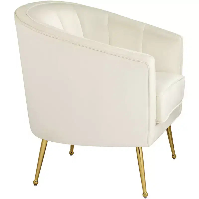 Fauteuil d'appoint capitonné en velours blanc et or Leighton 55 Downing Street