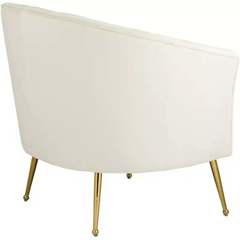 Fauteuil d'appoint capitonné en velours blanc et or Leighton 55 Downing Street