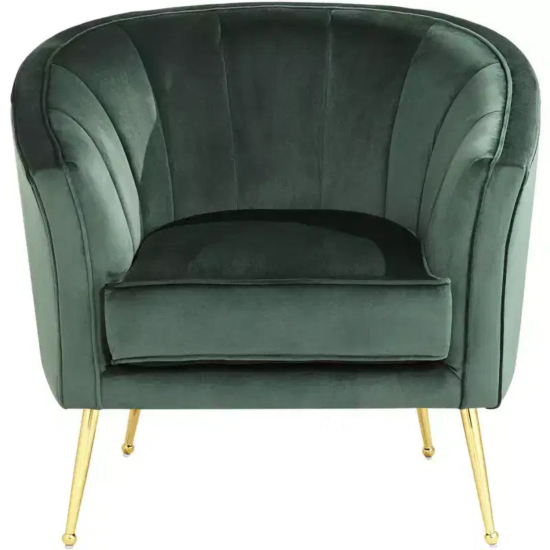 Fauteuil d'appoint capitonné en velours vert et doré 55 Downing Street Leighton