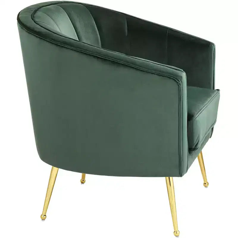 Fauteuil d'appoint capitonné en velours vert et doré 55 Downing Street Leighton