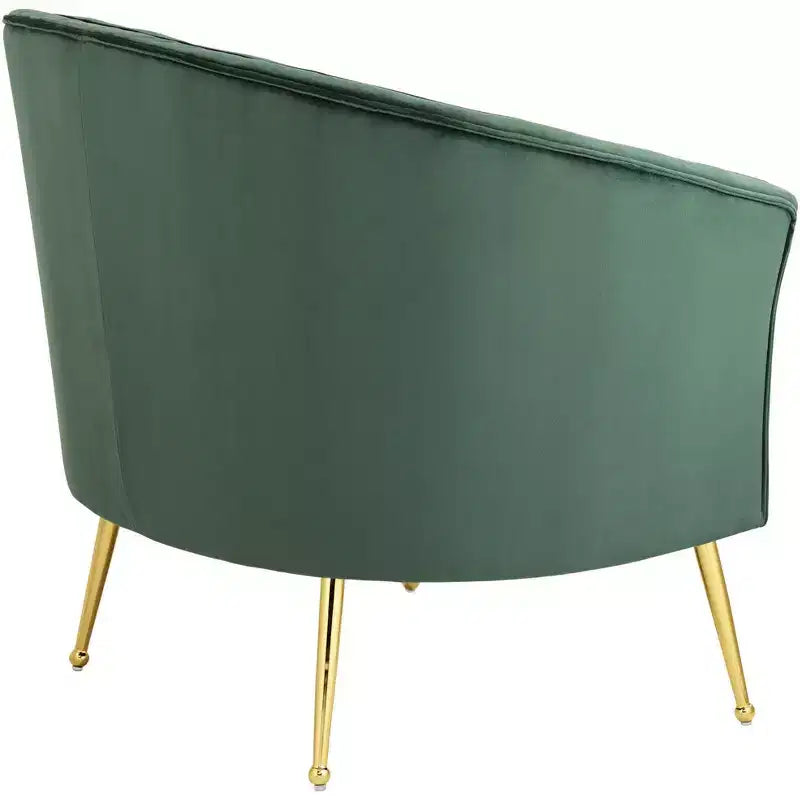 Fauteuil d'appoint capitonné en velours vert et doré 55 Downing Street Leighton