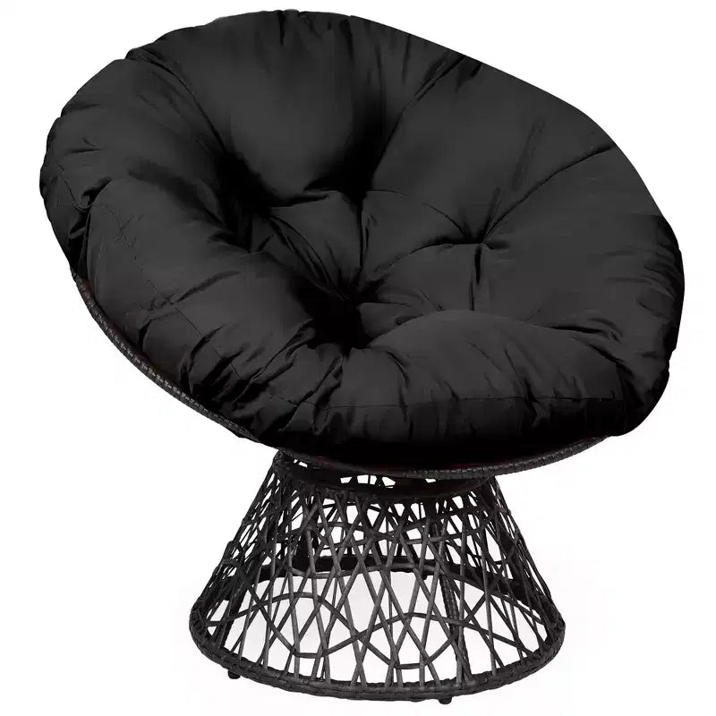 Costway Rattan Papasan Chair Ergonomic Chair 360-degree Swivel Soft Cushion Garden Red\ Black\Green