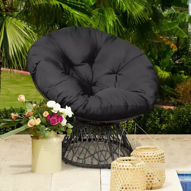 Fauteuil Papasan en rotin Costway, chaise ergonomique pivotante à 360 degrés, coussin moelleux, jardin Rouge/Noir/Vert