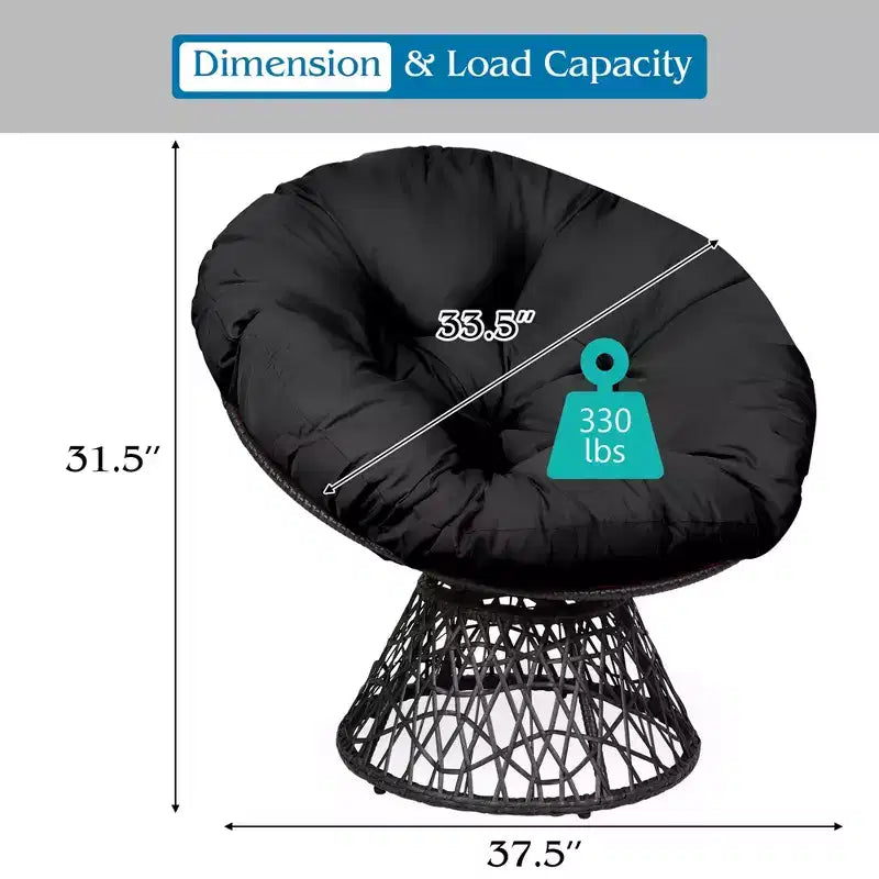Fauteuil Papasan en rotin Costway, chaise ergonomique pivotante à 360 degrés, coussin moelleux, jardin Rouge/Noir/Vert