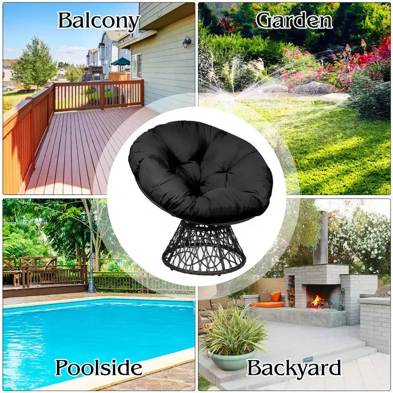 Fauteuil Papasan en rotin Costway, chaise ergonomique pivotante à 360 degrés, coussin moelleux, jardin Rouge/Noir/Vert