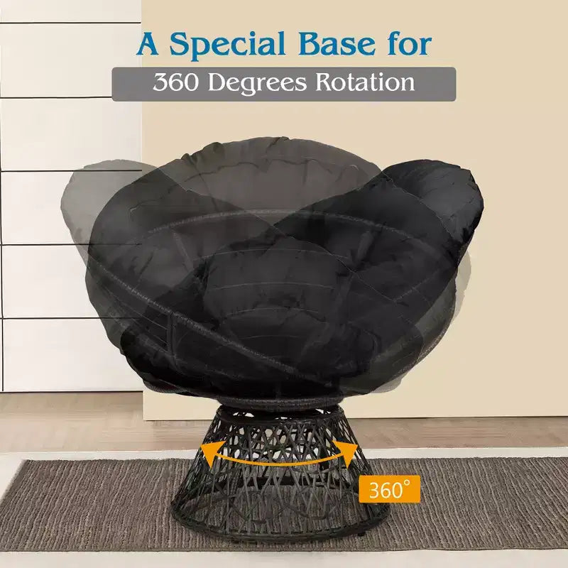 Fauteuil Papasan en rotin Costway, chaise ergonomique pivotante à 360 degrés, coussin moelleux, jardin Rouge/Noir/Vert