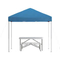 Flash Furniture 8'x8' Pop Up Event Canopy Tent with Carry Bag and Folding Bench Set - Portable Tailgate, Camping, Event Set