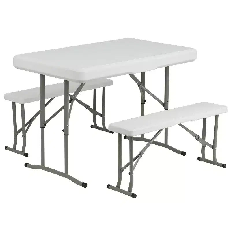 Flash Furniture Tente escamotable de 2,4 m x 2,4 m avec sac de transport et ensemble de bancs pliants – Ensemble portable pour hayon, camping, événement