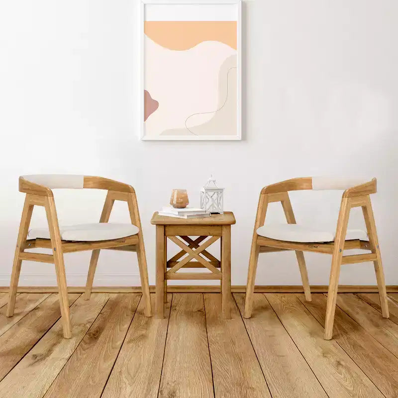 Lot de 2 chaises d'appoint en bambou Costway avec coussin d'assise