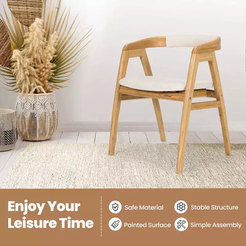 Lot de 2 chaises d'appoint en bambou Costway avec coussin d'assise