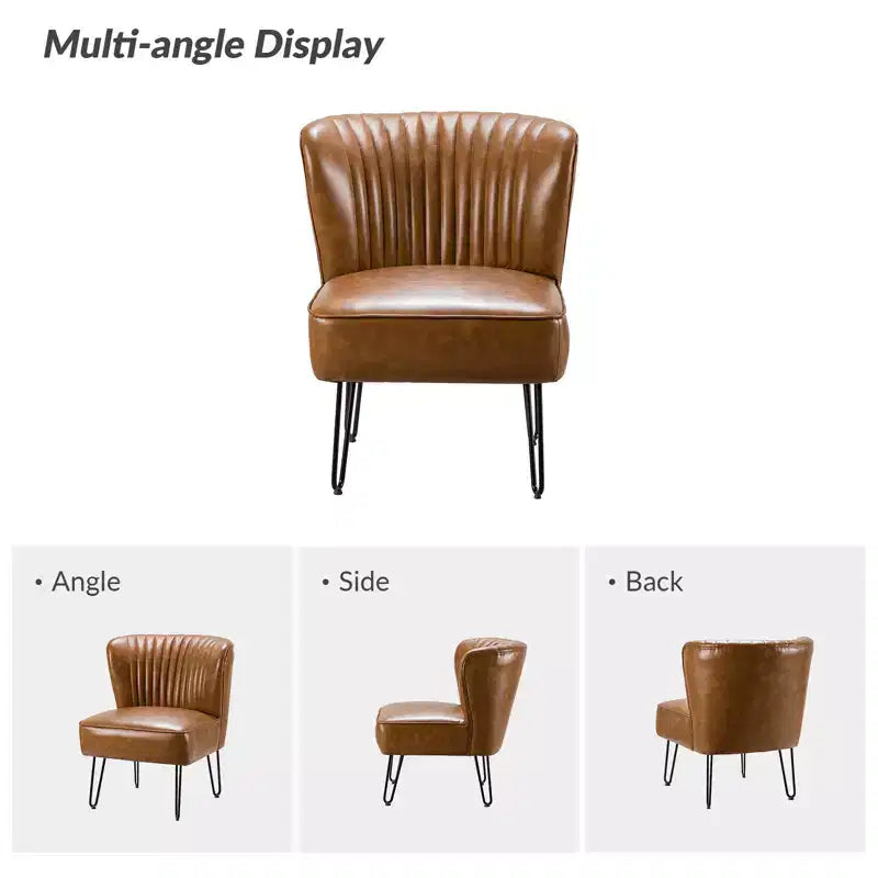 Eustacio Comtemporain Fauteuil d'appoint en similicuir capitonné avec pieds en métal | Karat Home