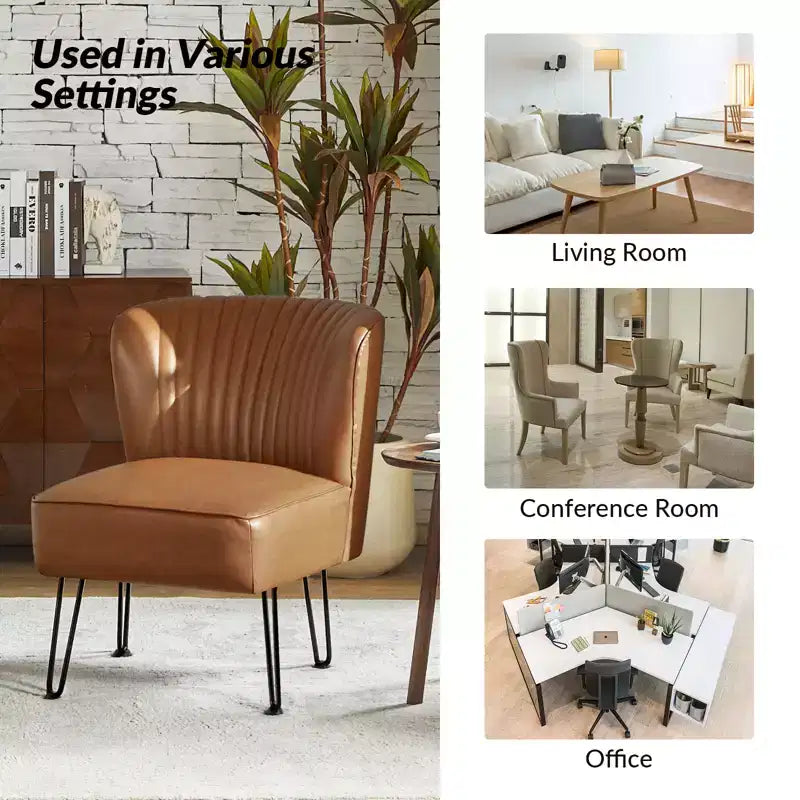 Eustacio Comtemporain Fauteuil d'appoint en similicuir capitonné avec pieds en métal | Karat Home