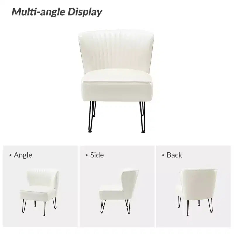Eustacio Comtemporain Fauteuil d'appoint en similicuir capitonné avec pieds en métal | Karat Home