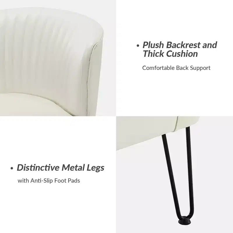 Eustacio Comtemporain Fauteuil d'appoint en similicuir capitonné avec pieds en métal | Karat Home