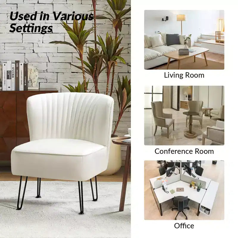 Eustacio Comtemporain Fauteuil d'appoint en similicuir capitonné avec pieds en métal | Karat Home