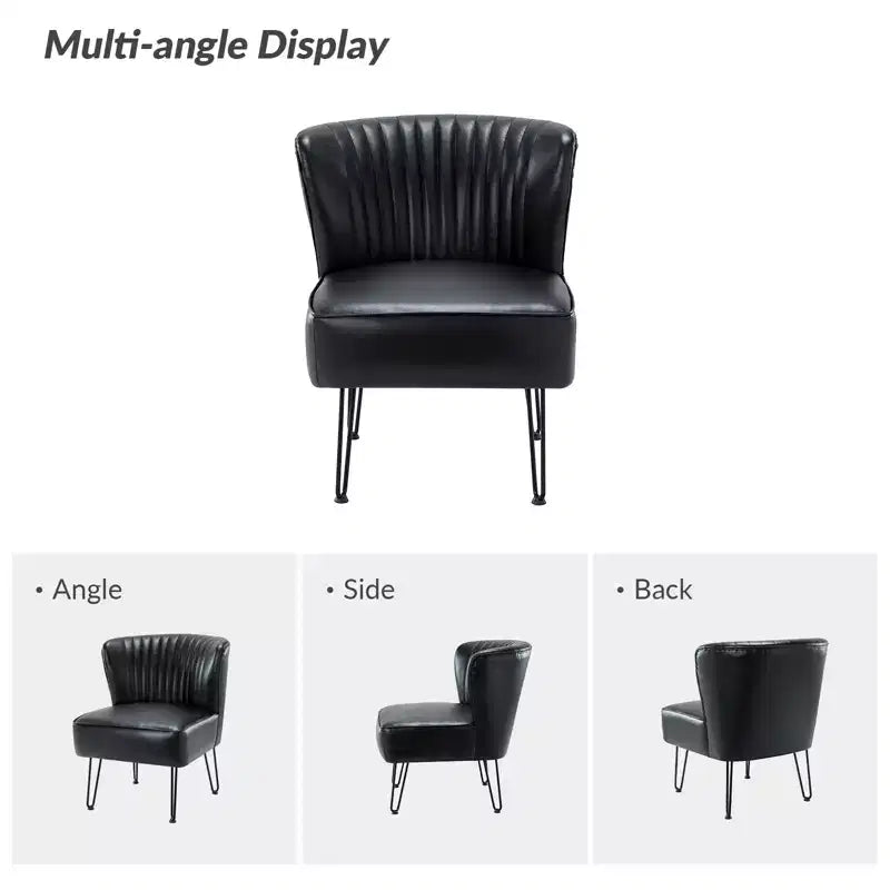 Eustacio Comtemporain Fauteuil d'appoint en similicuir capitonné avec pieds en métal | Karat Home