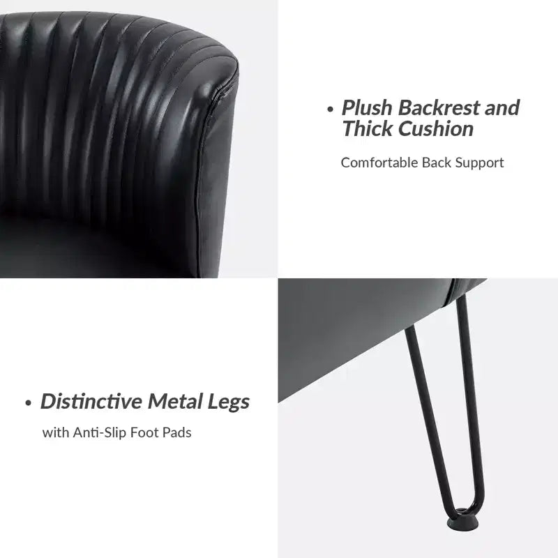 Eustacio Comtemporain Fauteuil d'appoint en similicuir capitonné avec pieds en métal | Karat Home