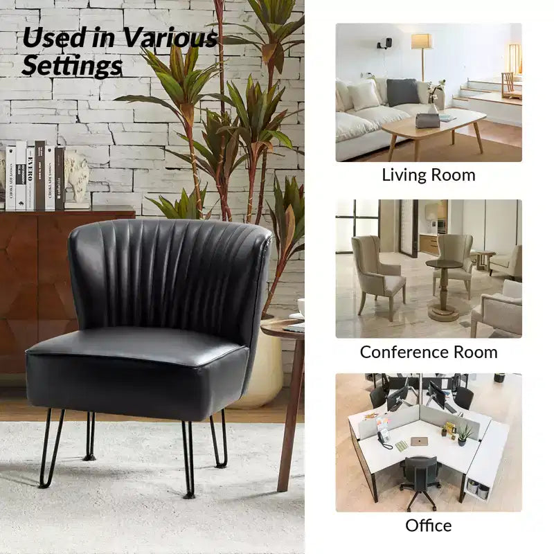 Eustacio Comtemporain Fauteuil d'appoint en similicuir capitonné avec pieds en métal | Karat Home