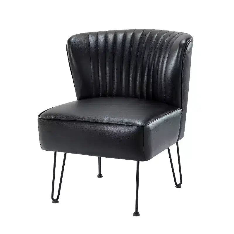 Eustacio Comtemporain Fauteuil d'appoint en similicuir capitonné avec pieds en métal | Karat Home