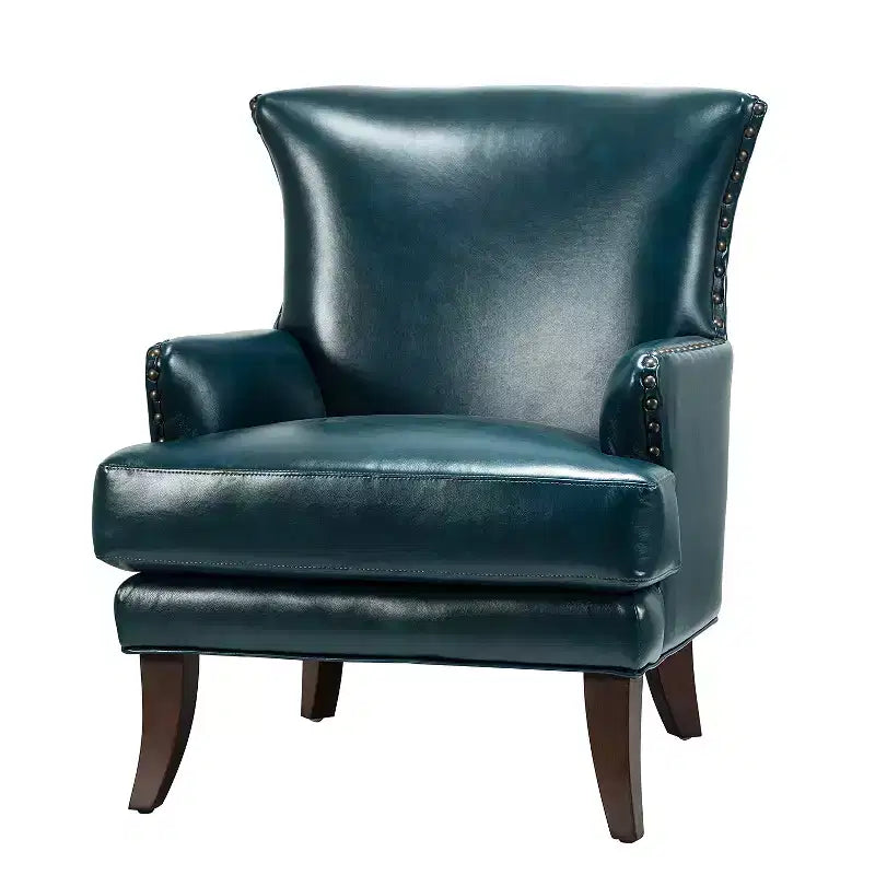 Jorge Transitional Vegan Leather wingback design Armchair with Nailhead Trim for Living Room and Bedroom| Karat Home