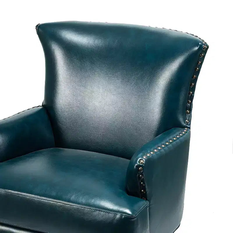 Fauteuil à oreilles en similicuir végane Jorge avec clous décoratifs pour salon et chambre | Karat Home