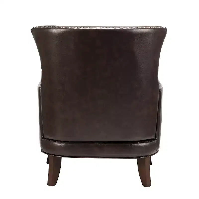 Fauteuil à oreilles en similicuir végane Jorge avec clous décoratifs pour salon et chambre | Karat Home