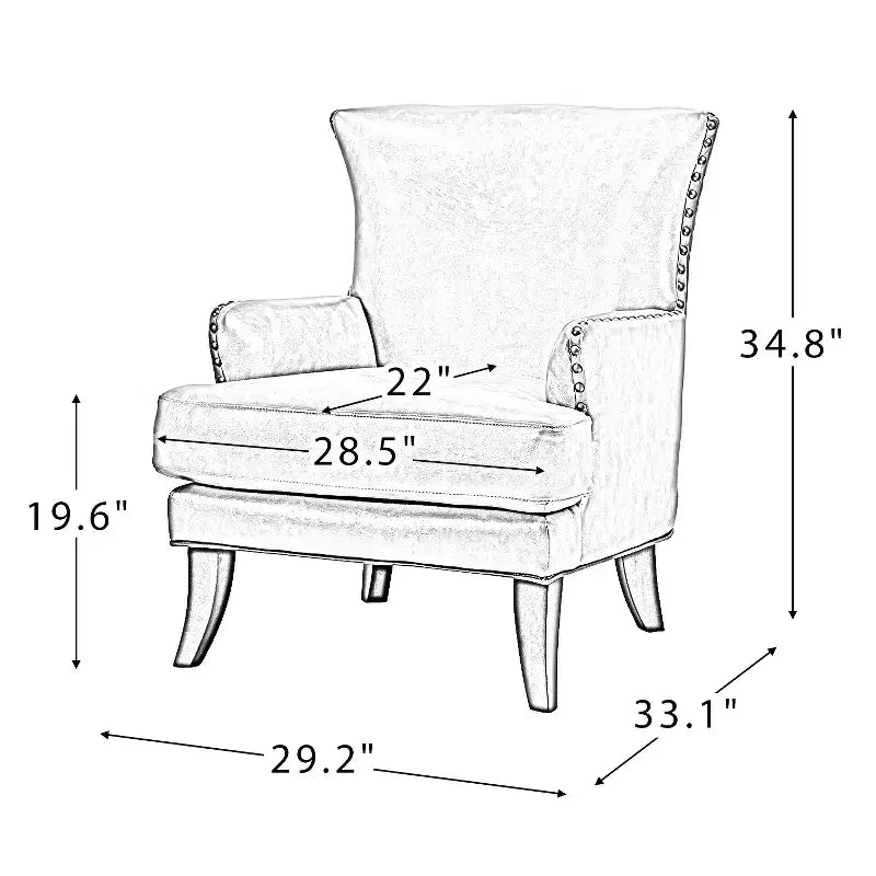 Fauteuil à oreilles en similicuir végane Jorge avec clous décoratifs pour salon et chambre | Karat Home